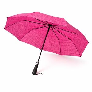 Hot Pink Monogram Compact Folding Umbrella Auto Open Travel Lightweight Rain New